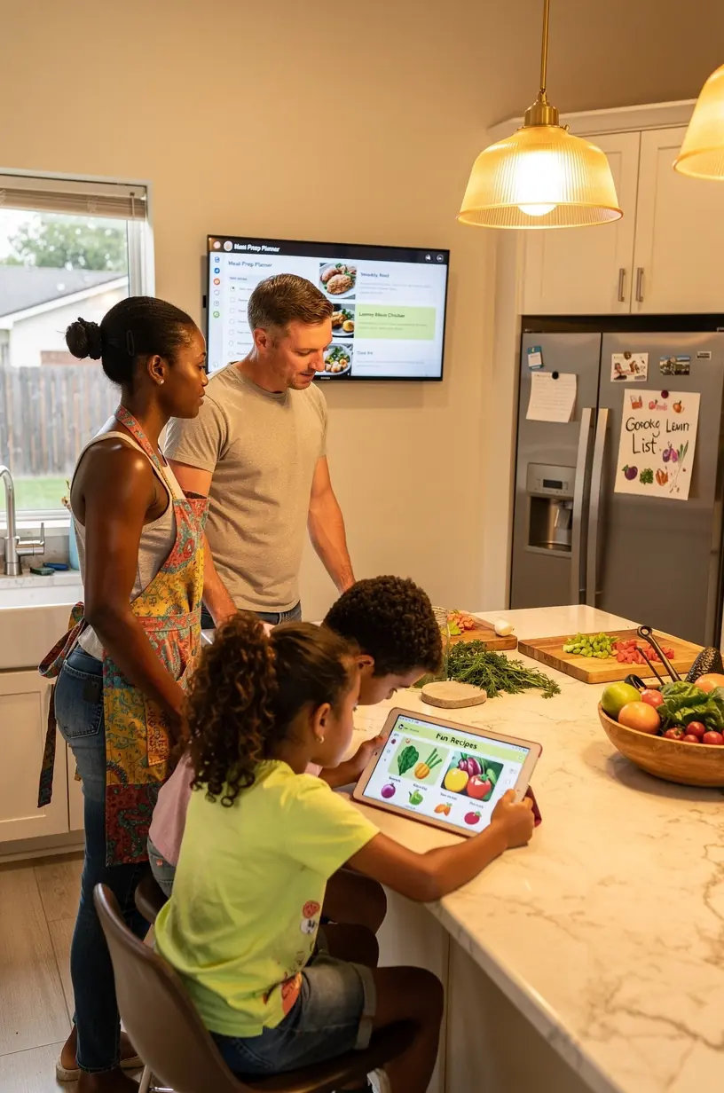 A workspace setup featuring multiple digital devices including a tablet, smartphone, and computer illustrating efficient workflow.