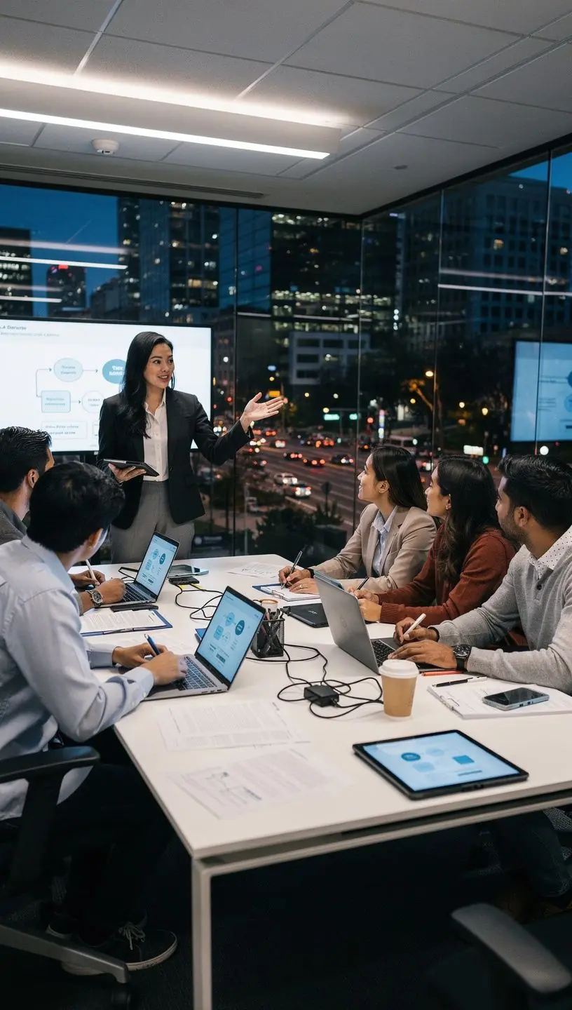 Hands typing on a wireless keyboard next to a smartphone showing a task management app interface.